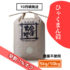 【9/17(木)まで早割7%オフ】農薬不使用米 ひゃくまん穀 5kg/10kg［新米予約］《送料込》